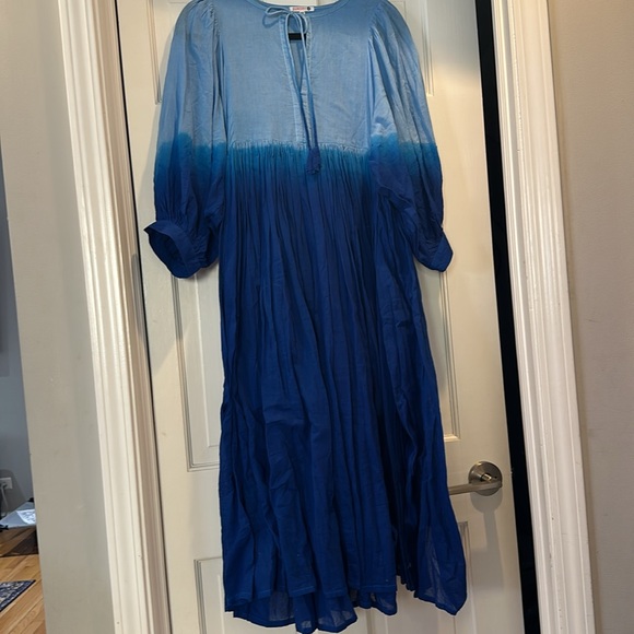 Anthropologie Sundry Blouson Midi Dress Blue Sz 1 or XS  Pockets **few spots - Picture 3 of 7